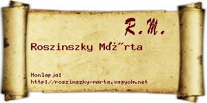Roszinszky Márta névjegykártya